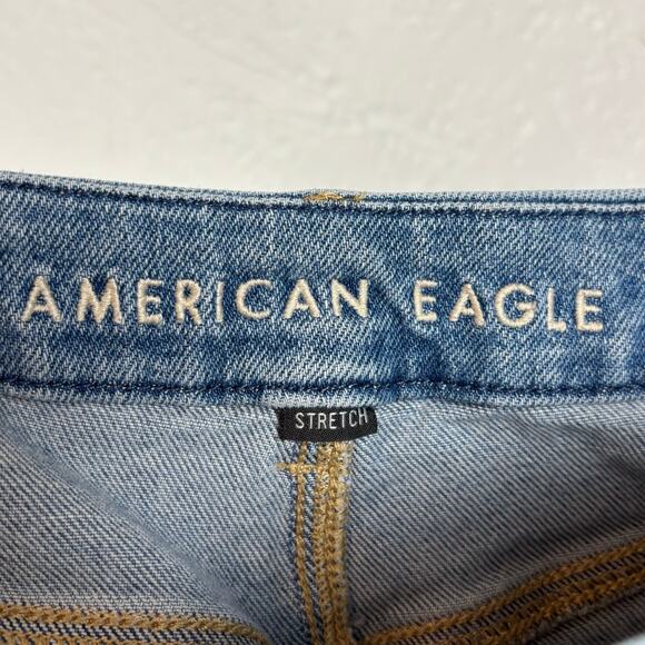 American Eagle Distressed Curvy Mom Jeans Stretch Size 14 Long - Picture 3 of 5